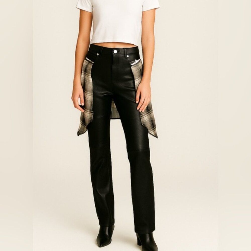 NWT RtA Cobain Black Skinny Stretch Lambskin Leather Pants Sz 25 - Picture 2 of 8